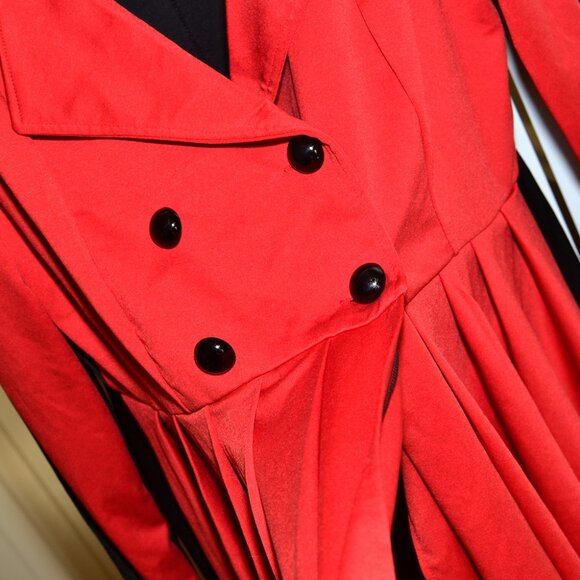 Plus Size 1XL Black & Red Long Sleeve Peplum Ruffle Casual Blazer Jacket - Picture 4 of 14